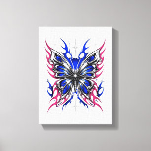 Lienzo Mariposa Metálica Azul Rosa Llama Alas – Gótico