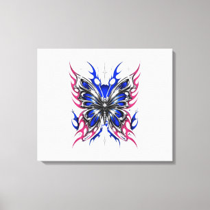 Lienzo Mariposa Metálica Azul Rosa Llama Alas – Gótico