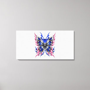 Lienzo Mariposa Metálica Azul Rosa Llama Alas – Gótico