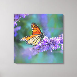 Lienzo Mariposa monarca en la flor de lilo púrpura
