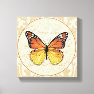 Lienzo Mariposa Naranja de época