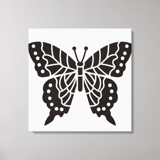 Lienzo Mariposa negra y blanca (Anverso)