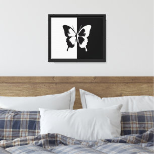 Lienzo Mariposa negra y blanca