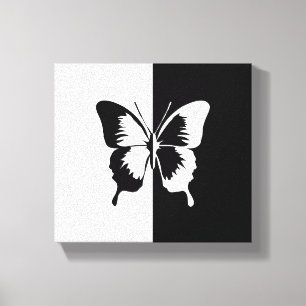 Lienzo Mariposa negra y blanca