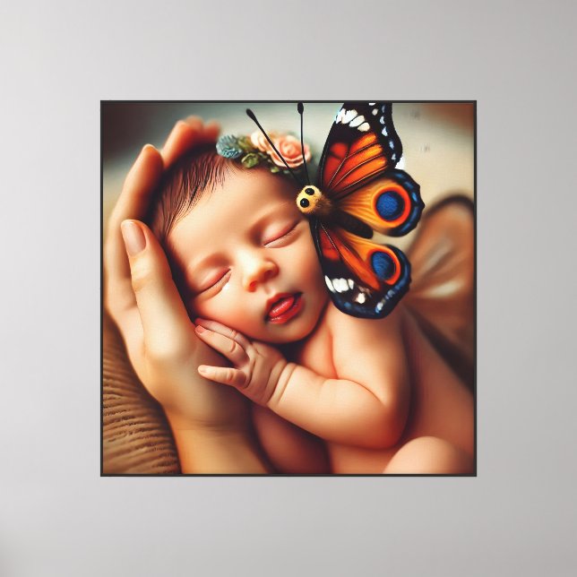 Lienzo Mariposa recién nacida bebé - (Anverso)