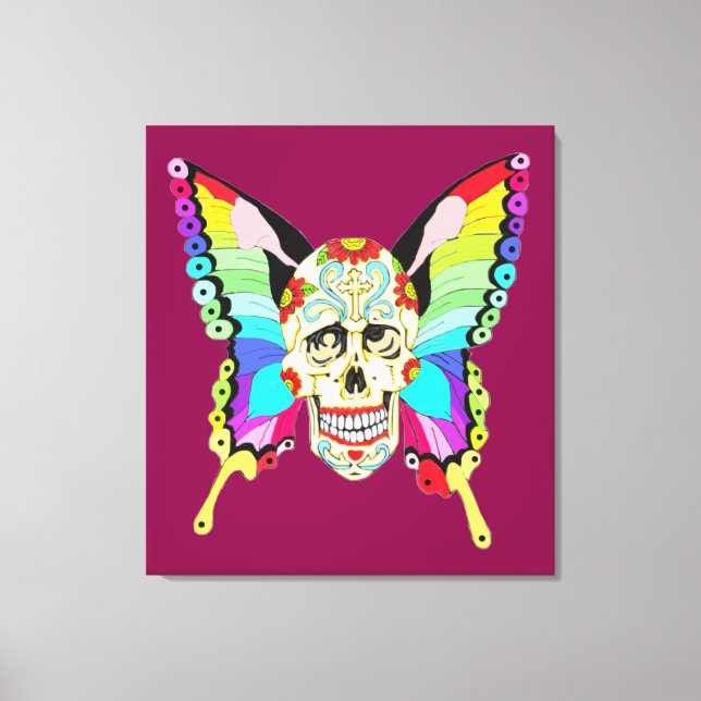 Lienzo Mariposa Sugar Skull (Anverso)