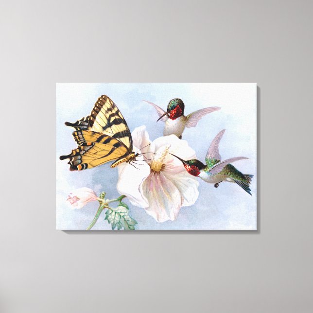 Lienzo Mariposa y colibríes (Anverso)