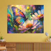 Mariposa y flores silvestres coloridas al amanecer