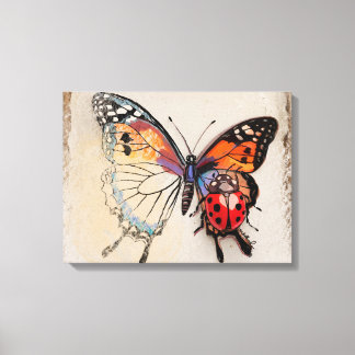 Lienzo Mariposa y Ladybug