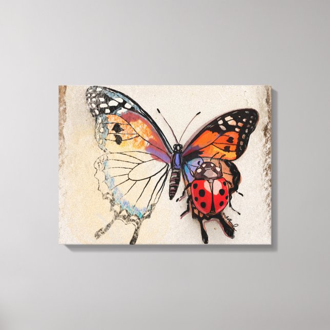 Lienzo Mariposa y Ladybug (Anverso)