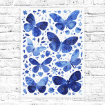 Lienzo Mariposas acuarela Indigo azul de tela Imprimir<br><div class="desc">Pintura de mariposa color azul y blanco índigo.</div>
