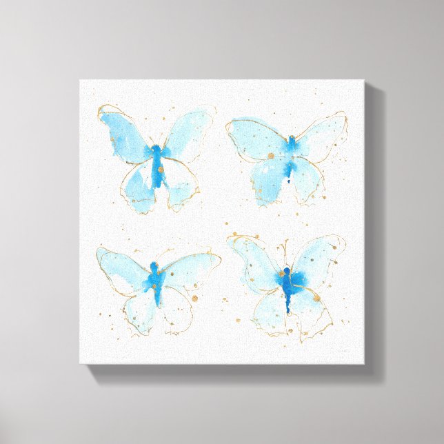 Lienzo Mariposas de color azul (Anverso)