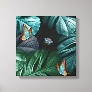 Lienzo Mariposas del paraíso Tropical Turquesa