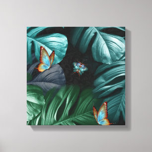 Lienzo Mariposas del paraíso Tropical Turquesa