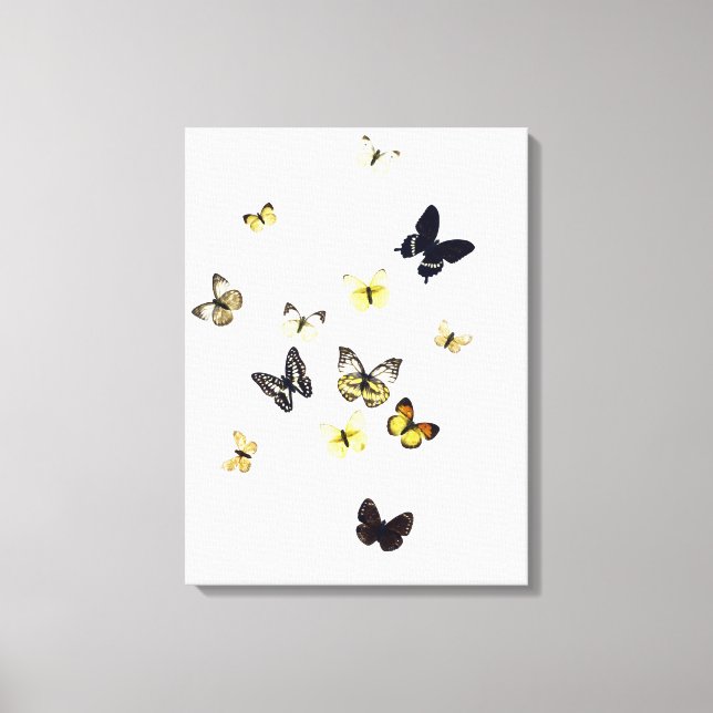 Lienzo Mariposas disparadas de blanco (Anverso)