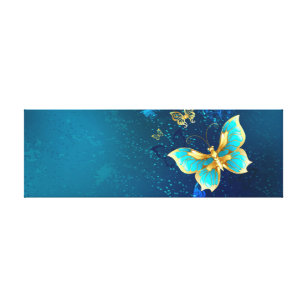 Lienzo Mariposas doradas sobre fondo azul