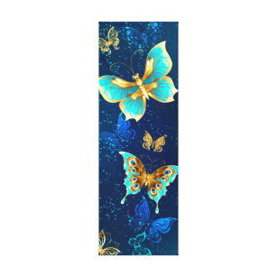 Lienzo Mariposas doradas sobre fondo azul