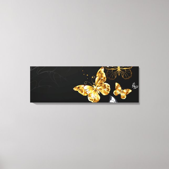Lienzo Mariposas doradas y blancas (Anverso)