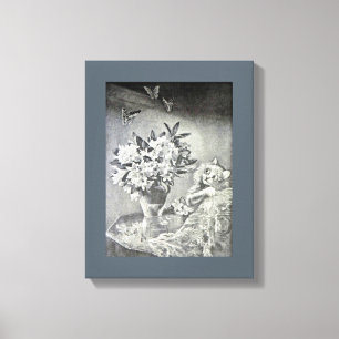 Lienzo Mariposas, florero, gato, Louis Wain