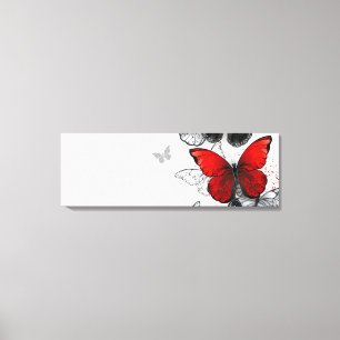 Lienzo Mariposas Morpho voladoras negras y rojas
