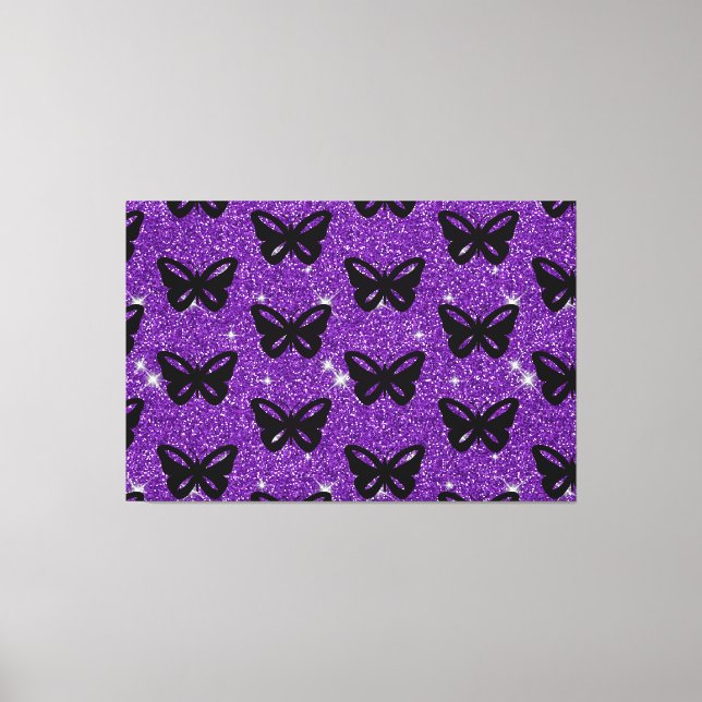 Lienzo Mariposas Purpurina Morada Vuelan Insectos Animale (Anverso)
