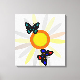 Lienzo Mariposas y flores