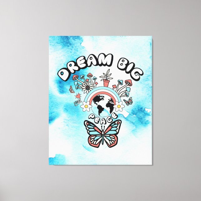 Lienzo Mariposas y hongos Sueño Gran inspo positivo (Anverso)