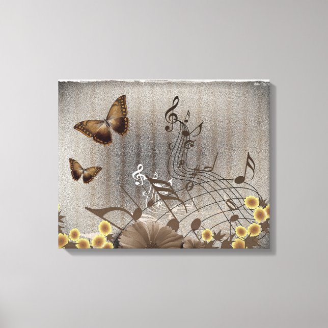 Lienzo Mariposas y notas musicales (Anverso)