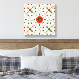 Lienzo Mariquita de Navidad Roja, Verde y Blanca