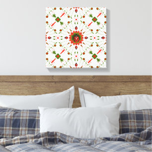 Lienzo Mariquita de Navidad Roja, Verde y Blanca