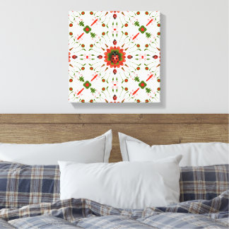 Lienzo Mariquita de Navidad Roja, Verde y Blanca