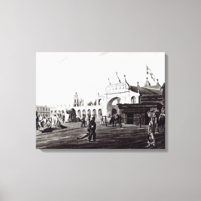 Lienzo Market Place, grabado por Daniel Havell 1820 (Anverso)