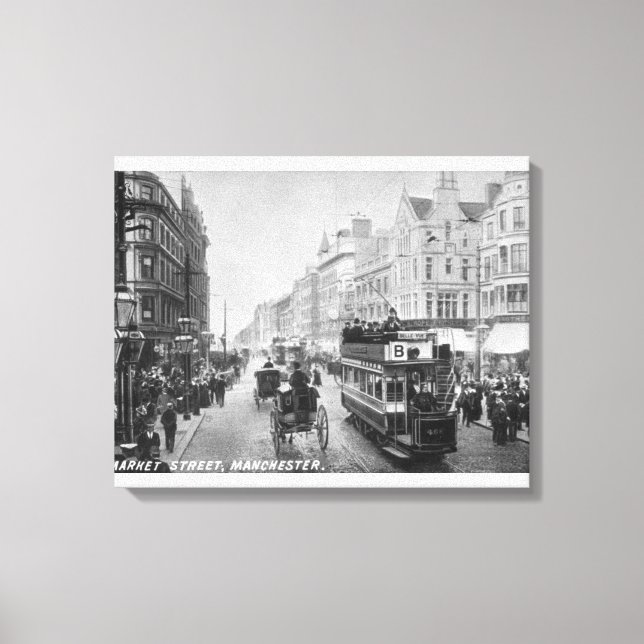 Lienzo Market Street, Manchester, c.1910 (Anverso)