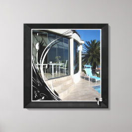 Lienzo Mármol blanco - Filigrí abstracto negro