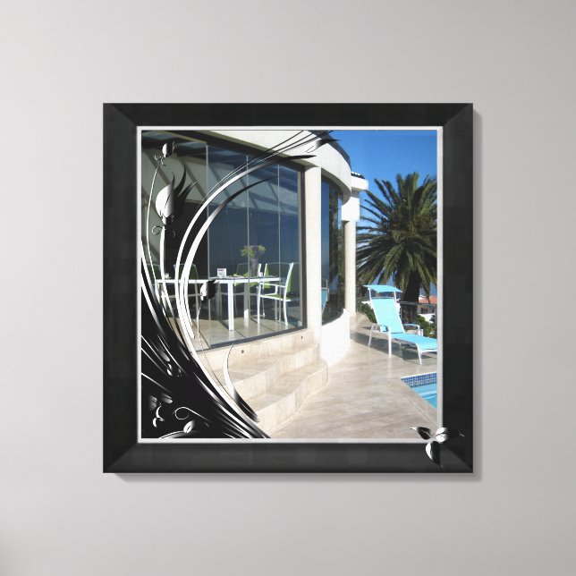 Lienzo Mármol blanco - Filigrí abstracto negro (Anverso)