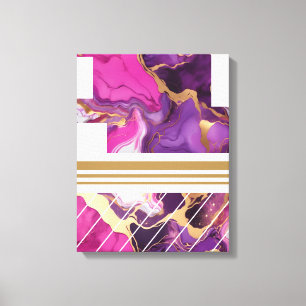 Lienzo Mármol de lujo morado, rosa y oro