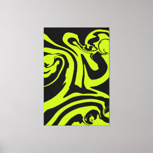 Lienzo Mármol giratorio retro verde lima y negro