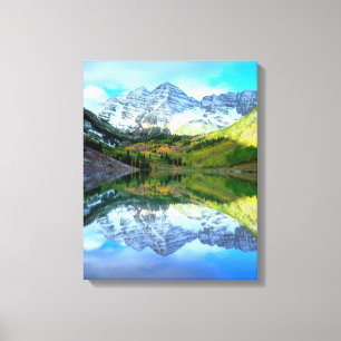 Lienzo Maroon Bells reflejándose en Maroon Lake