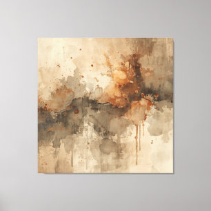 Lienzo Marrón Naranja Quemado Gris Ámbar Negro Abstracto