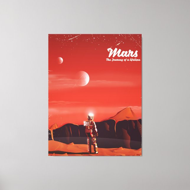 Lienzo Mars Science fiction vintage travel poster (Anverso)