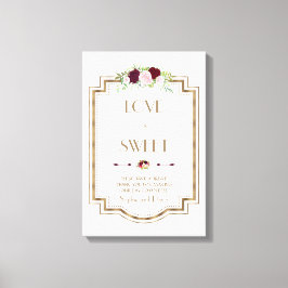 Lienzo Marsala Floral Gold Fall Love is Sweet Rótulo