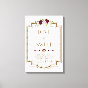 Lienzo Marsala Floral Gold Fall Love is Sweet Rótulo