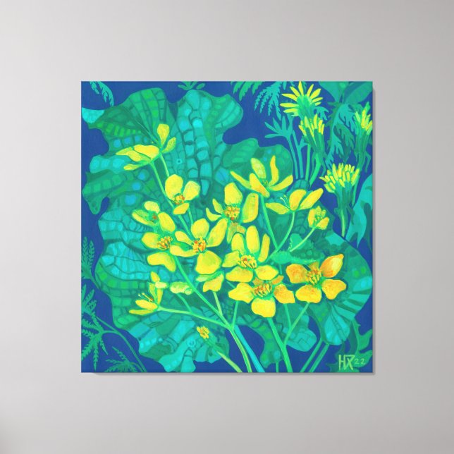 Lienzo Marsh Marigold Summer Wildflowers Pintura Floral (Anverso)