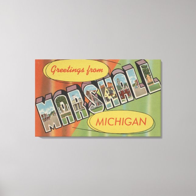 Lienzo Marshall, Michigan - Escenas de letras grandes (Anverso)