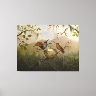 Lienzo MARTIN J. HEADE Dos Hummingbirds at a Nest (1863)