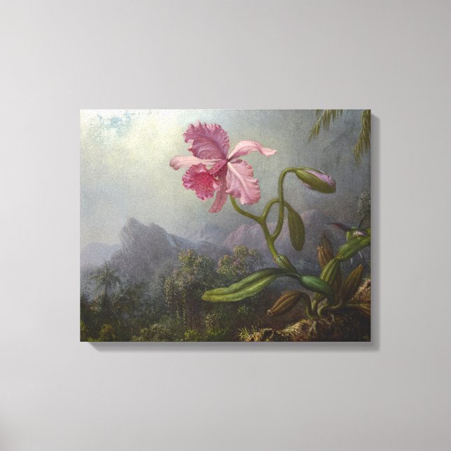 Lienzo MARTIN J. HEADE - Dos Hummingbirds con orquídea (Anverso)