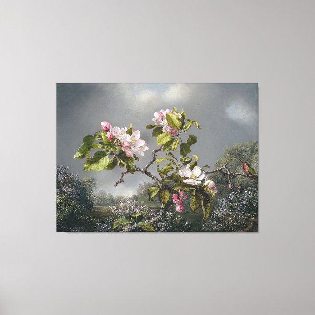 Lienzo MARTIN J. HEADE - Flores de manzana y colibrí - (Anverso)