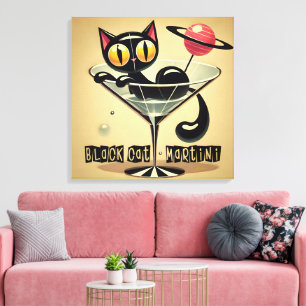 Lienzo Martini de gato negro de la era espacial futurista