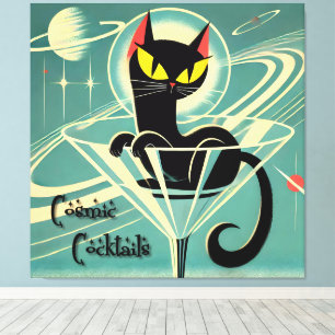 Lienzo Martini de gato negro de la era espacial futurista