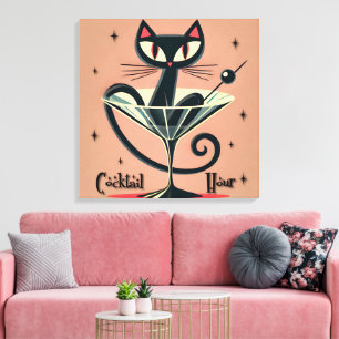Lienzo Martini de gato negro de la era espacial futurista